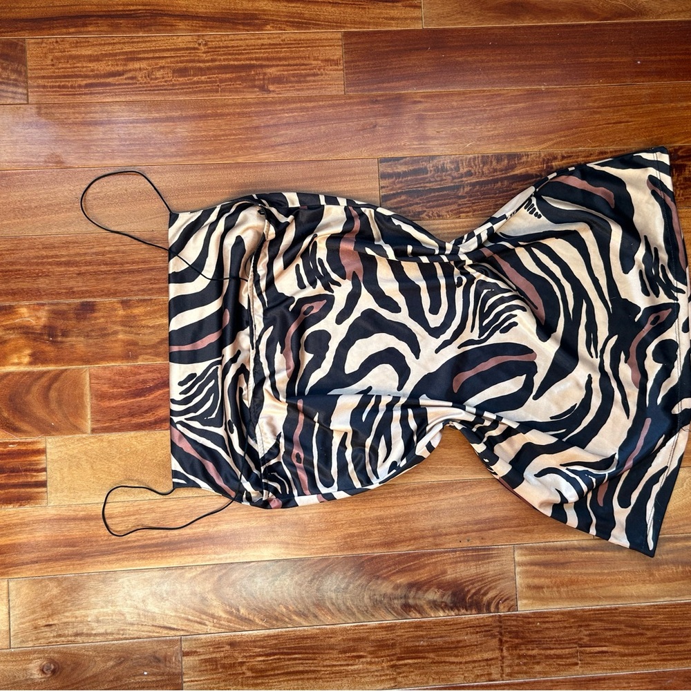Tiger Print Silky Cowl Neck Dress - Picture 7 of 8